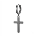 Minimalist Gunmetal Cross Hoop Earring