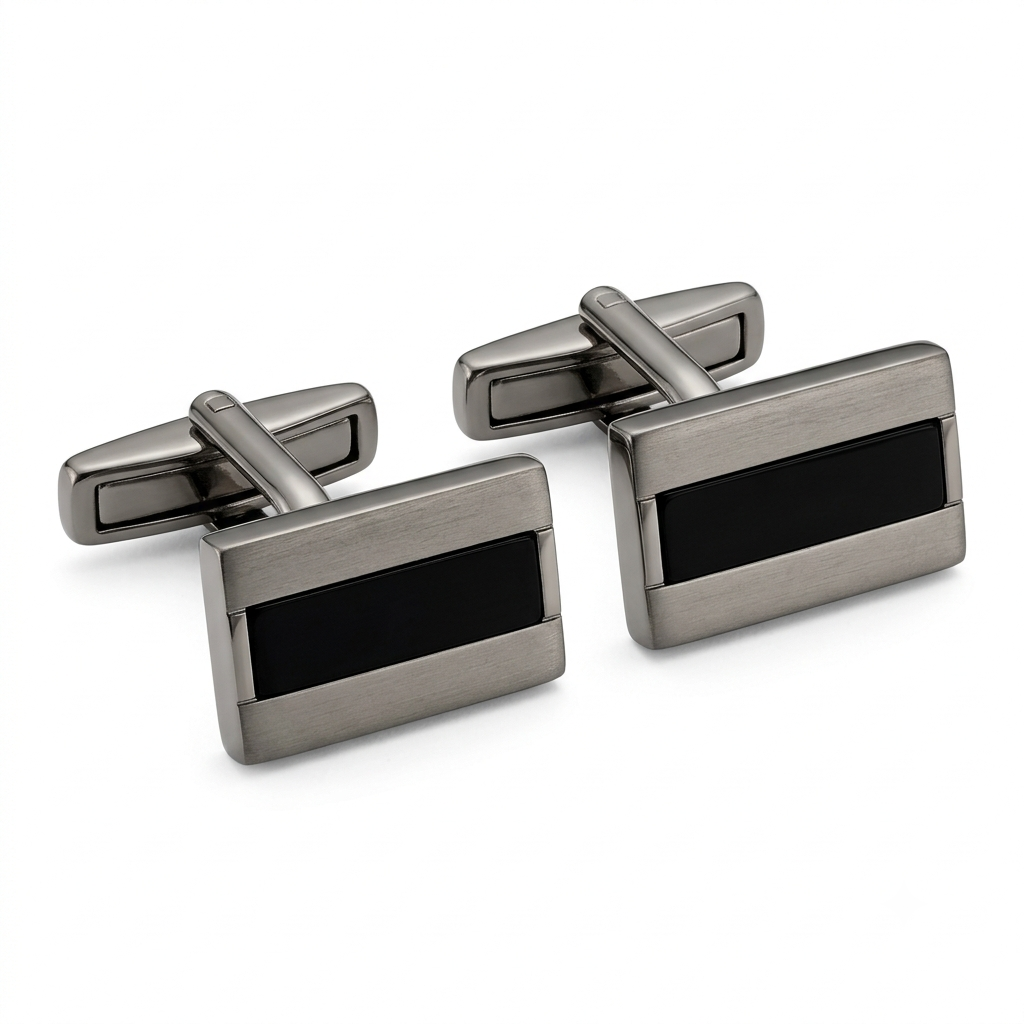 Gunmetal and Onyx Architectural Cufflinks