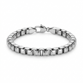 Polished Stainless Steel Box Chain Bracelet