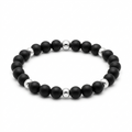 Matte Onyx and Sterling Silver Bead Bracelet
